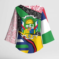 Central African Republic Kimono Sleeve Blouse with Multicolor Tribal Design and National Emblem - Wonder Print Shop