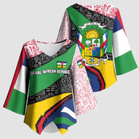 Central African Republic Kimono Sleeve Blouse with Multicolor Tribal Design and National Emblem - Wonder Print Shop