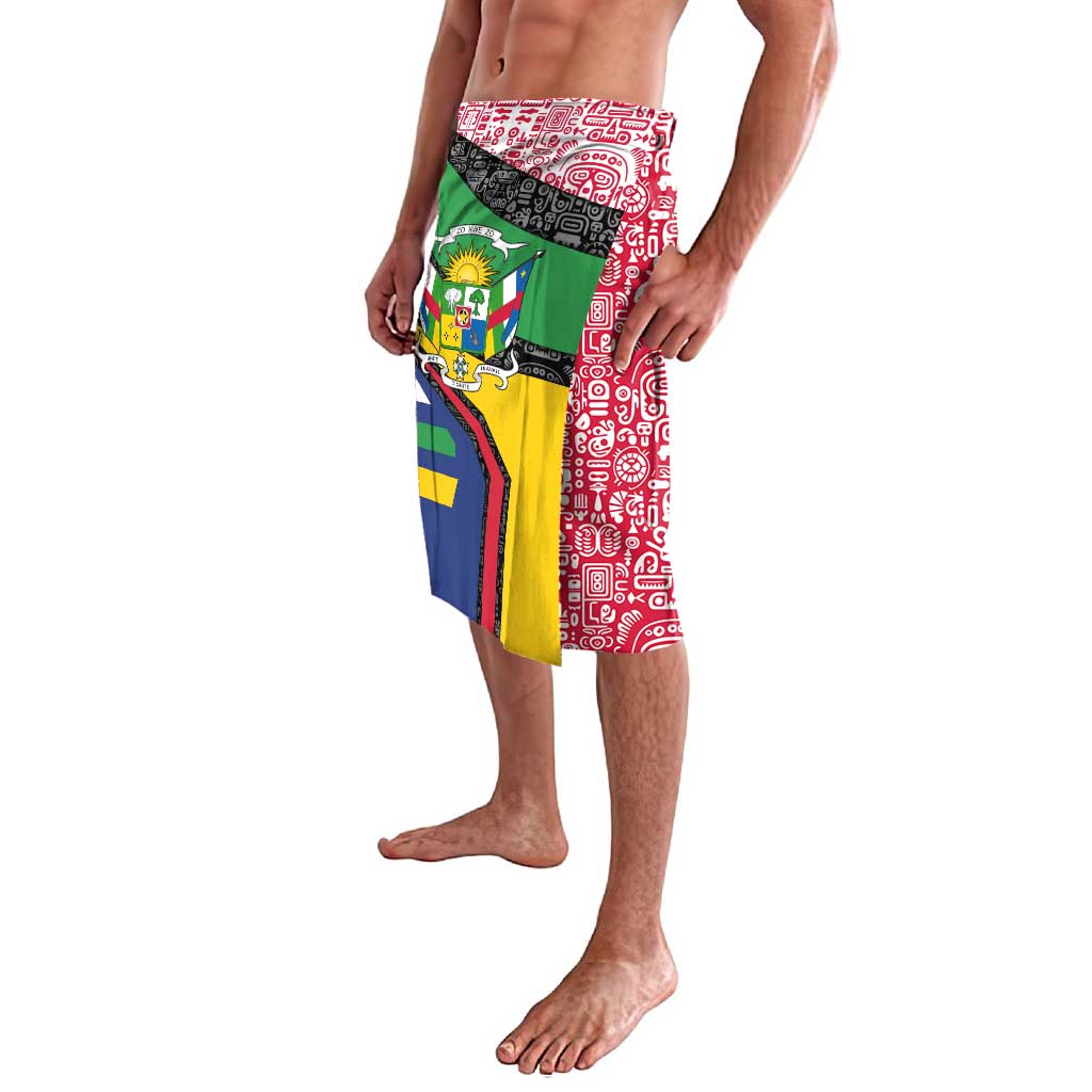 Central African Republic Lavalava with Multicolor Tribal Design and National Emblem - Wonder Print Shop