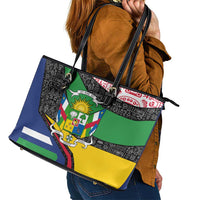 Central African Republic Leather Tote Bag with Multicolor Tribal Design and National Emblem - Wonder Print Shop