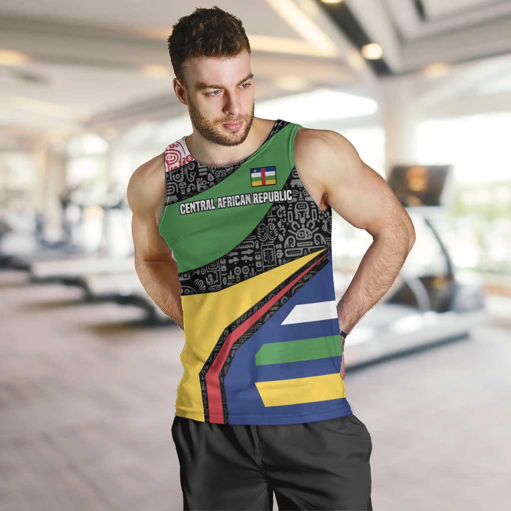 Central African Republic Men Tank Top with Multicolor Tribal Design and National Emblem - Wonder Print Shop