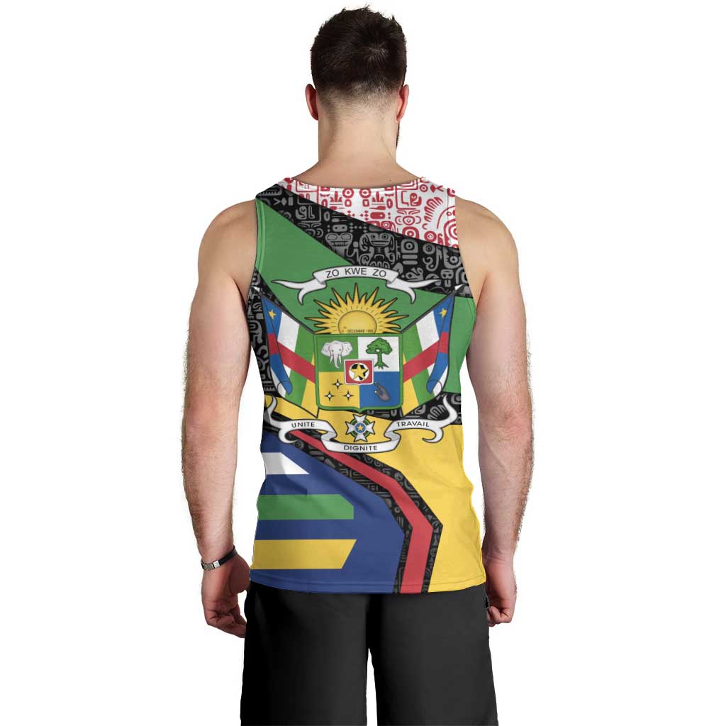Central African Republic Men Tank Top with Multicolor Tribal Design and National Emblem - Wonder Print Shop