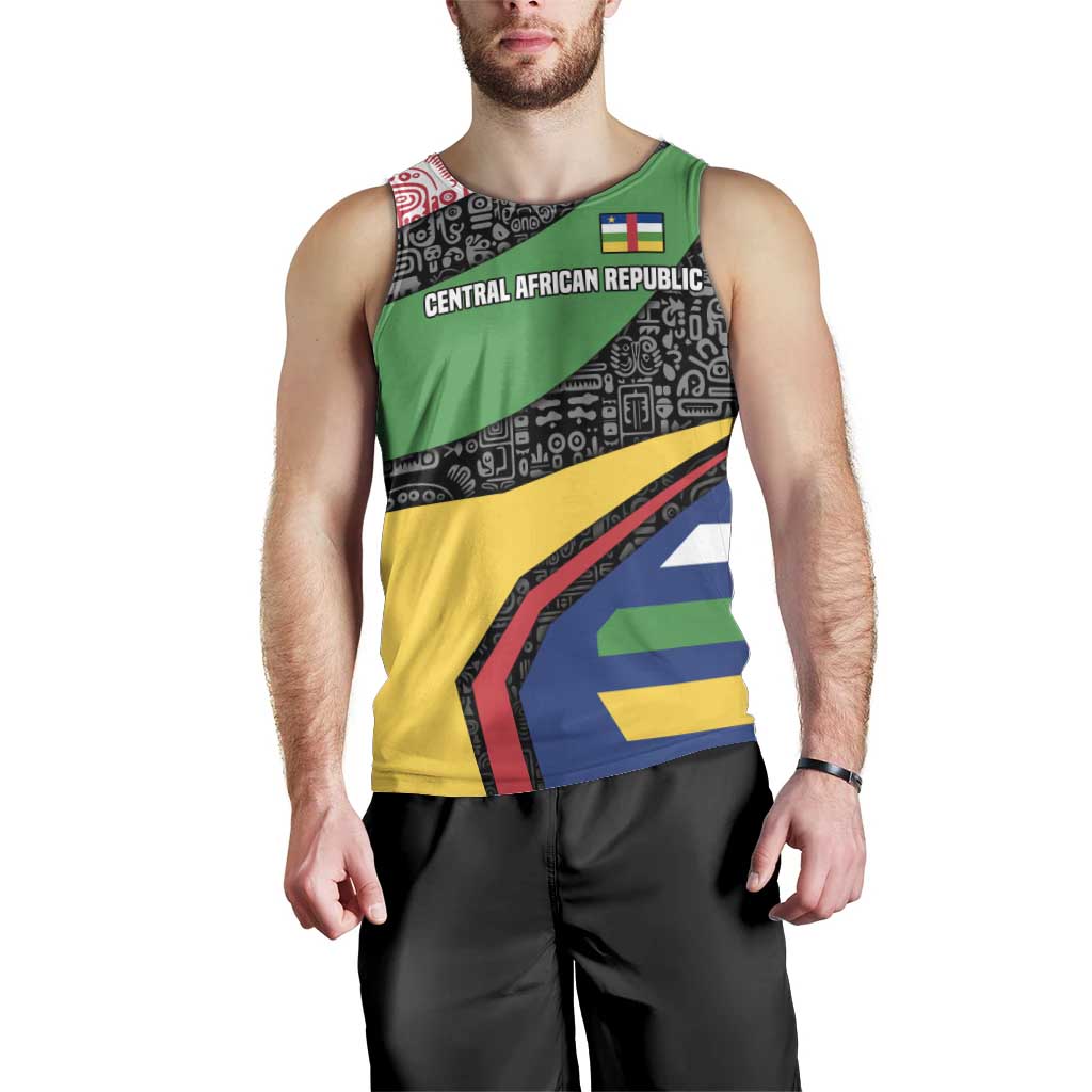 Central African Republic Men Tank Top with Multicolor Tribal Design and National Emblem - Wonder Print Shop