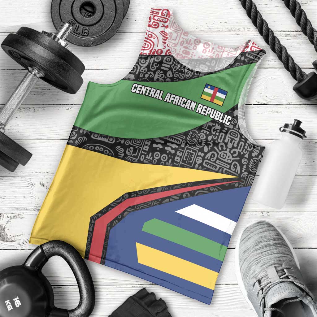 Central African Republic Men Tank Top with Multicolor Tribal Design and National Emblem - Wonder Print Shop