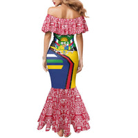 Central African Republic Mermaid Dress with Multicolor Tribal Design and National Emblem - Wonder Print Shop