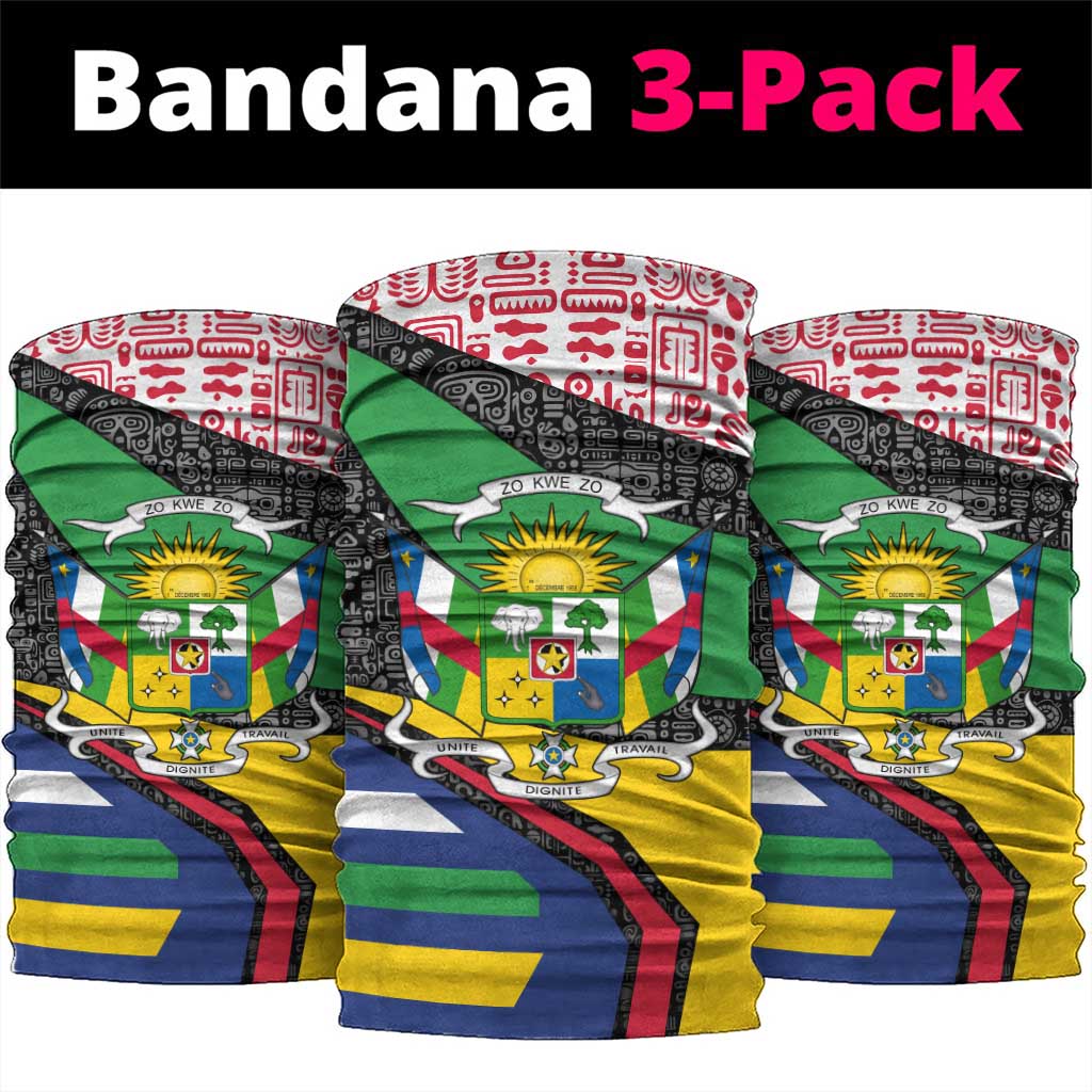 Central African Republic Neck Gaiter with Multicolor Tribal Design and National Emblem - Wonder Print Shop