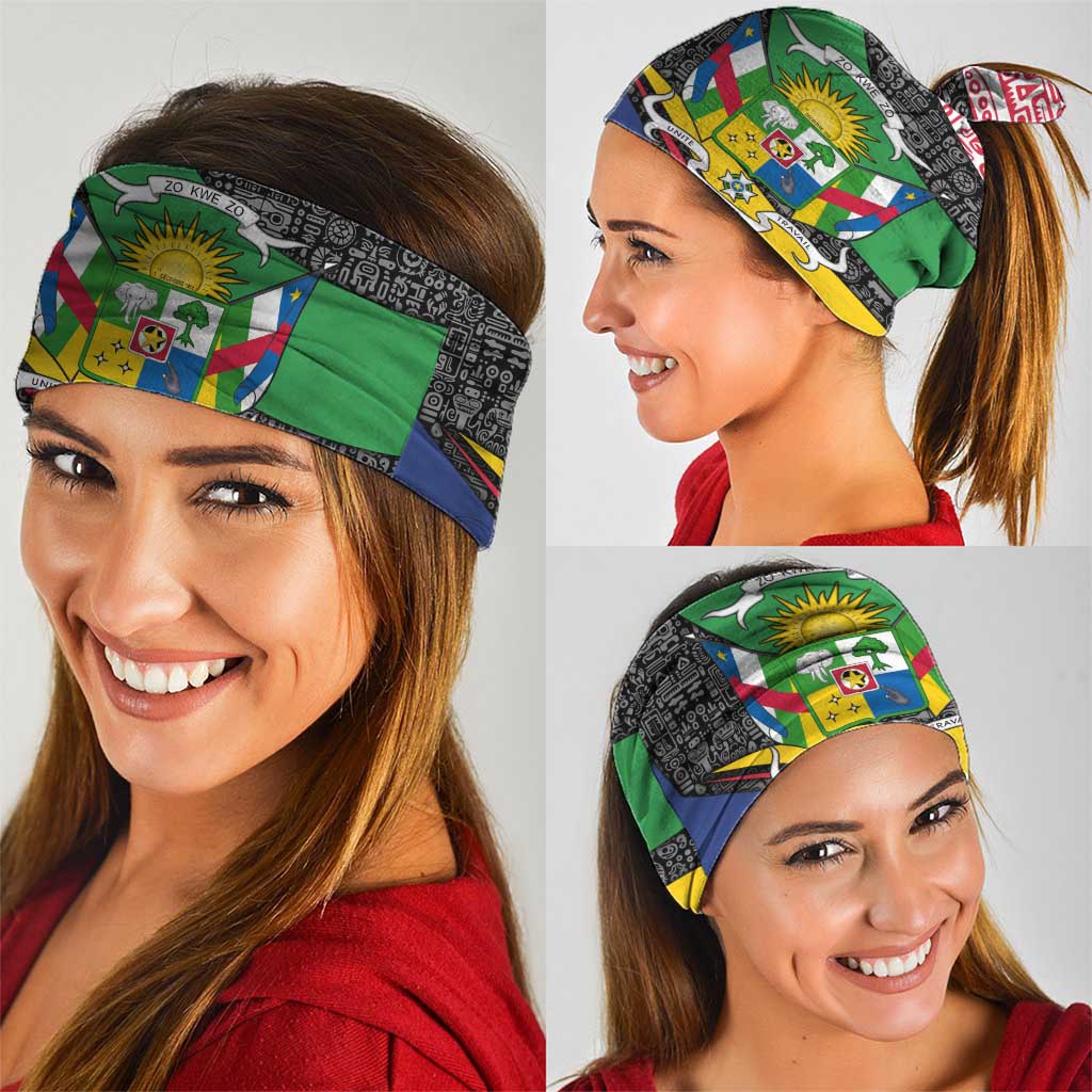 Central African Republic Neck Gaiter with Multicolor Tribal Design and National Emblem - Wonder Print Shop