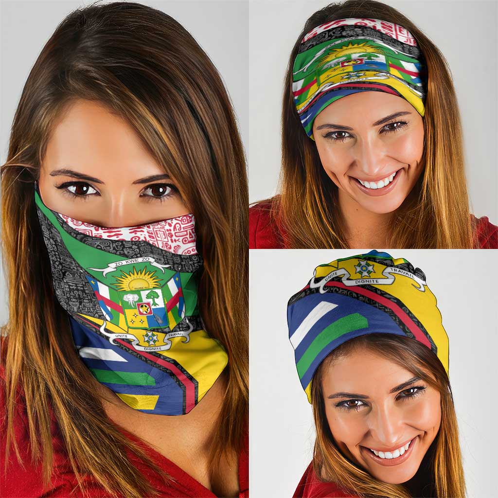 Central African Republic Neck Gaiter with Multicolor Tribal Design and National Emblem - Wonder Print Shop