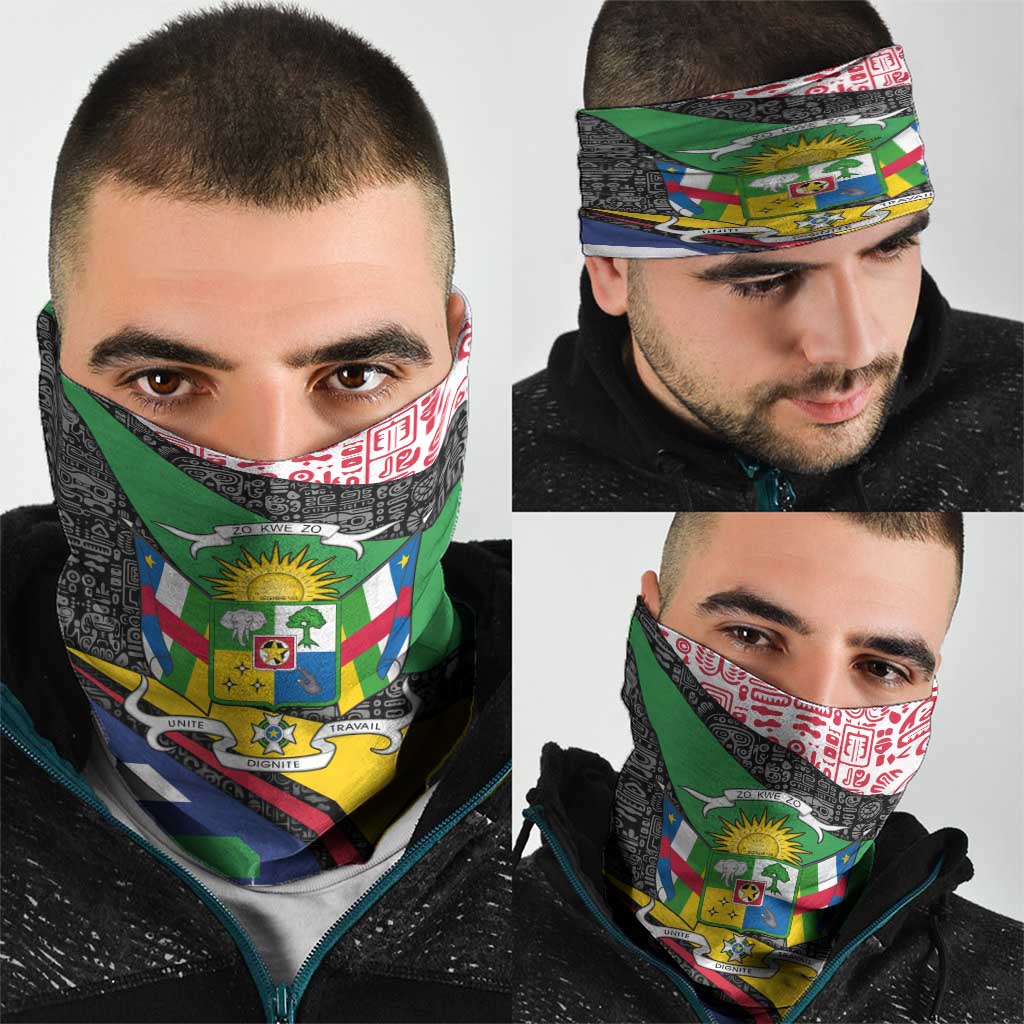 Central African Republic Neck Gaiter with Multicolor Tribal Design and National Emblem - Wonder Print Shop