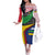 Central African Republic Off The Shoulder Long Sleeve Dress with Multicolor Tribal Design and National Emblem - Wonder Print Shop