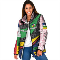 Central African Republic Padded Jacket with Multicolor Tribal Design and National Emblem - Wonder Print Shop