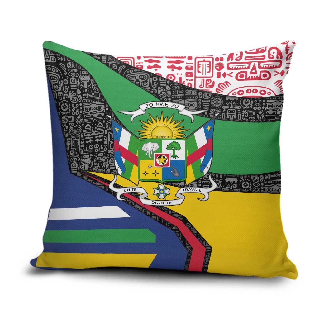 Central African Republic Pillow Cover with Multicolor Tribal Design and National Emblem - Wonder Print Shop