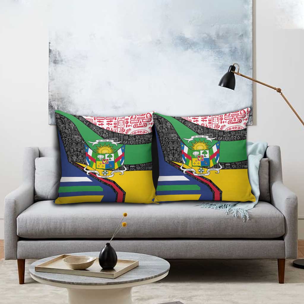 Central African Republic Pillow Cover with Multicolor Tribal Design and National Emblem - Wonder Print Shop