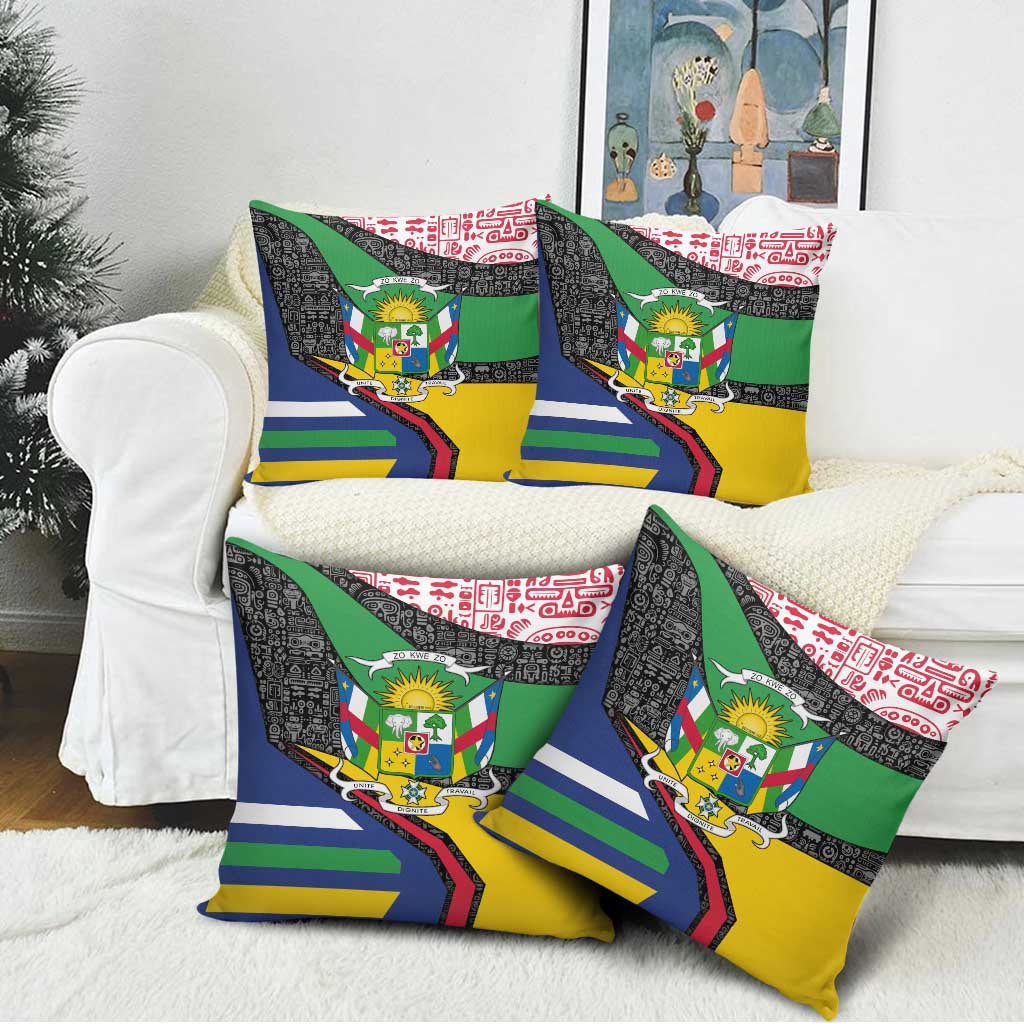 Central African Republic Pillow Cover with Multicolor Tribal Design and National Emblem - Wonder Print Shop