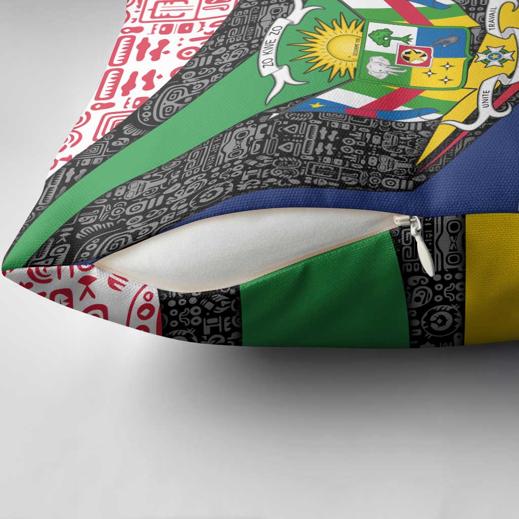 Central African Republic Pillow Cover with Multicolor Tribal Design and National Emblem - Wonder Print Shop