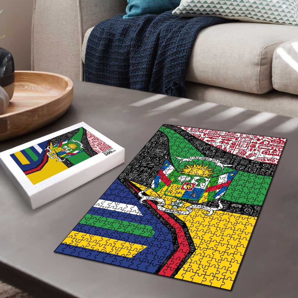 Central African Republic Puzzle with Multicolor Tribal Design and National Emblem - Wonder Print Shop