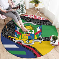 Central African Republic Round Carpet with Multicolor Tribal Design and National Emblem - Wonder Print Shop