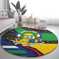Central African Republic Round Carpet with Multicolor Tribal Design and National Emblem - Wonder Print Shop
