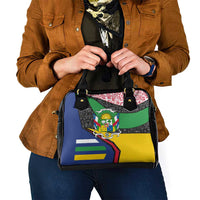 Central African Republic Shoulder Handbag with Multicolor Tribal Design and National Emblem - Wonder Print Shop