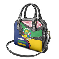 Central African Republic Shoulder Handbag with Multicolor Tribal Design and National Emblem - Wonder Print Shop