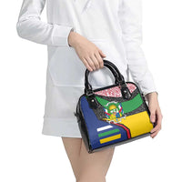 Central African Republic Shoulder Handbag with Multicolor Tribal Design and National Emblem - Wonder Print Shop