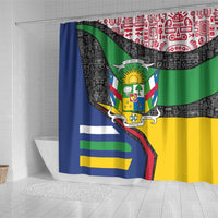 Central African Republic Shower Curtain with Multicolor Tribal Design and National Emblem - Wonder Print Shop