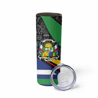 Central African Republic Skinny Tumbler with Multicolor Tribal Design and National Emblem - Wonder Print Shop