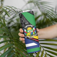 Central African Republic Skinny Tumbler with Multicolor Tribal Design and National Emblem - Wonder Print Shop