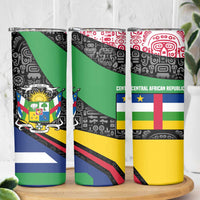 Central African Republic Skinny Tumbler with Multicolor Tribal Design and National Emblem - Wonder Print Shop