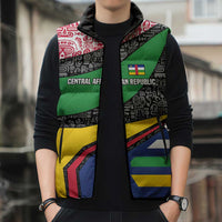 Central African Republic Sleeveless Puffer Jacket with Multicolor Tribal Design and National Emblem - Wonder Print Shop