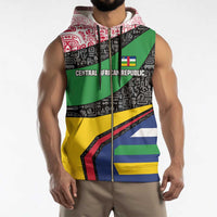 Central African Republic Sleeveless Zip Hoodie with Multicolor Tribal Design and National Emblem - Wonder Print Shop