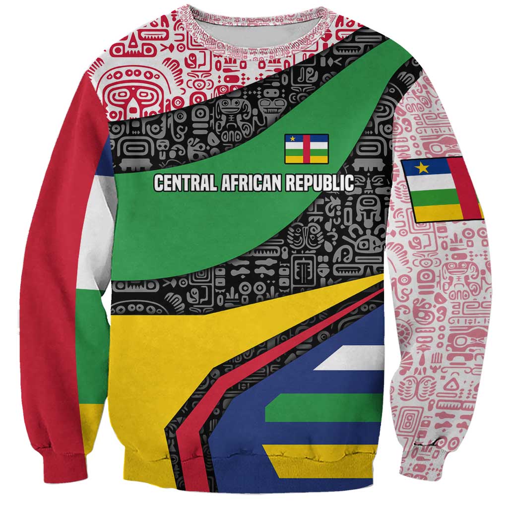 Central African Republic Sweatshirt with Multicolor Tribal Design and National Emblem - Wonder Print Shop