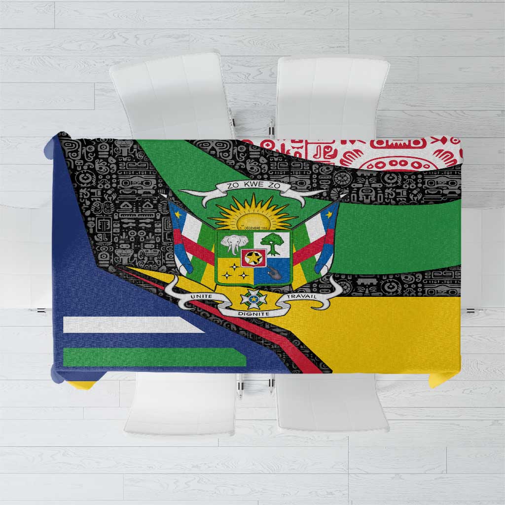 Central African Republic Tablecloth with Multicolor Tribal Design and National Emblem - Wonder Print Shop