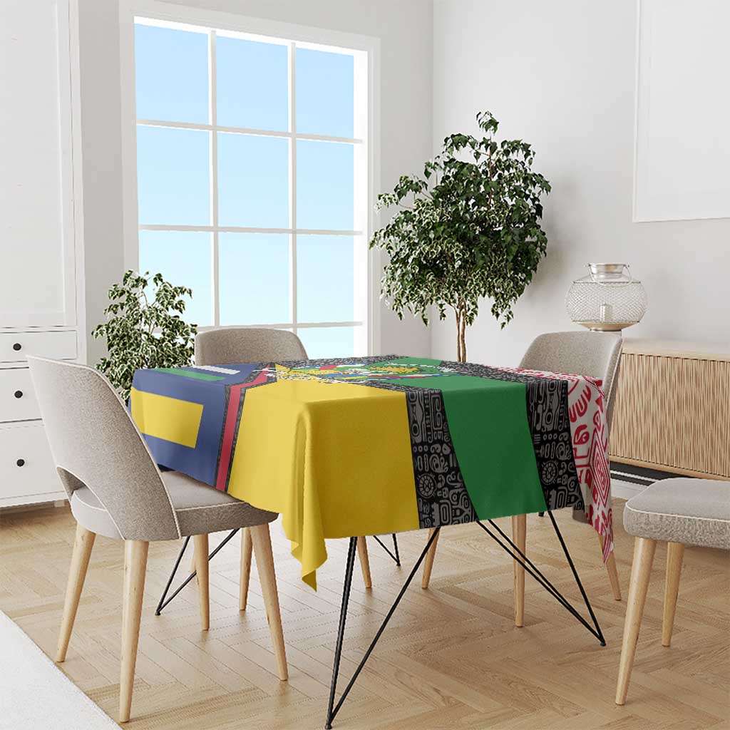 Central African Republic Tablecloth with Multicolor Tribal Design and National Emblem - Wonder Print Shop