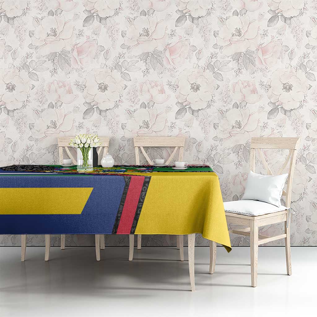 Central African Republic Tablecloth with Multicolor Tribal Design and National Emblem - Wonder Print Shop
