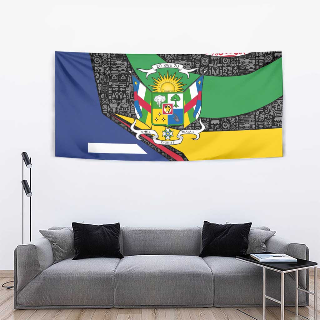 Central African Republic Tapestry with Multicolor Tribal Design and National Emblem - Wonder Print Shop