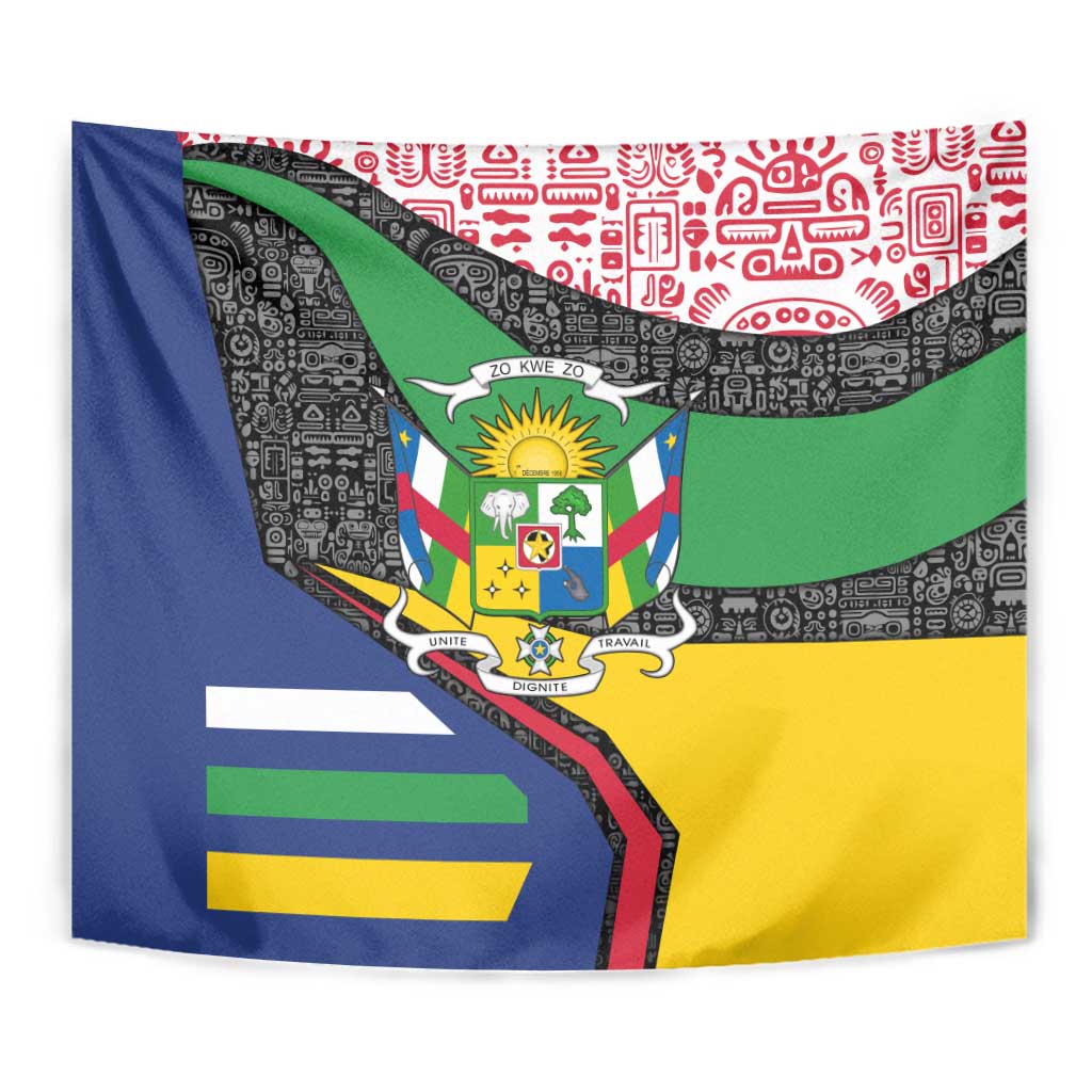 Central African Republic Tapestry with Multicolor Tribal Design and National Emblem - Wonder Print Shop