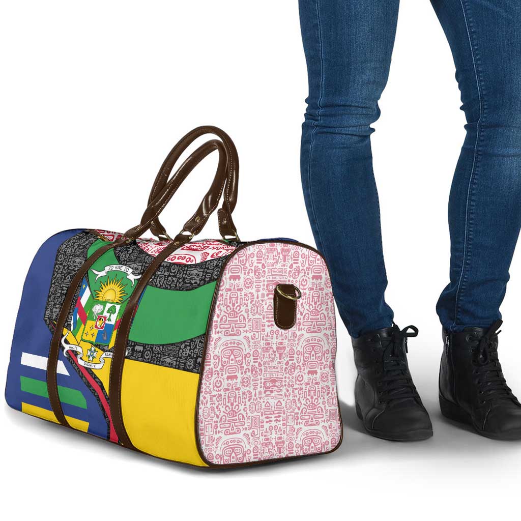 Central African Republic Travel Bag with Multicolor Tribal Design and National Emblem - Wonder Print Shop