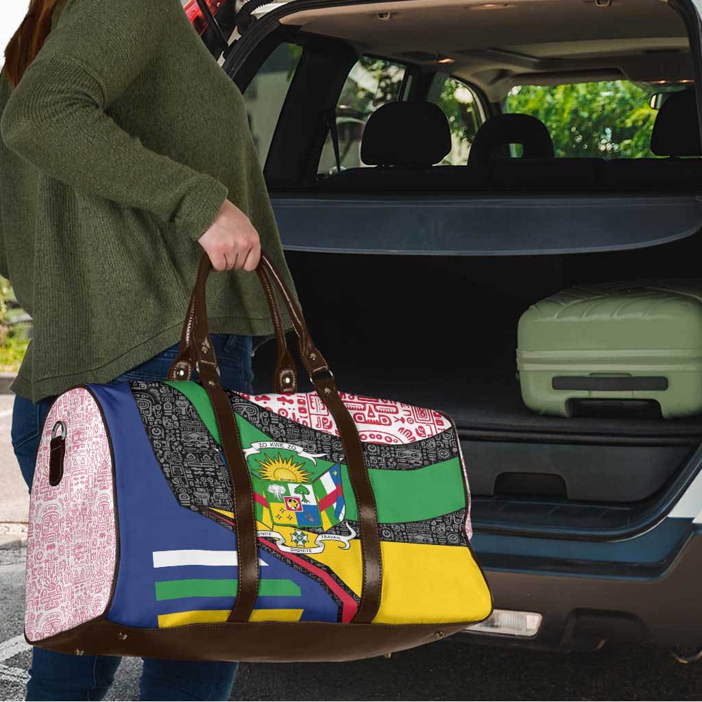 Central African Republic Travel Bag with Multicolor Tribal Design and National Emblem - Wonder Print Shop