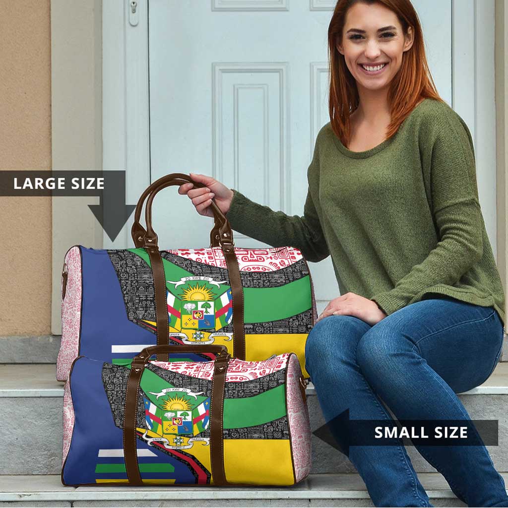 Central African Republic Travel Bag with Multicolor Tribal Design and National Emblem - Wonder Print Shop