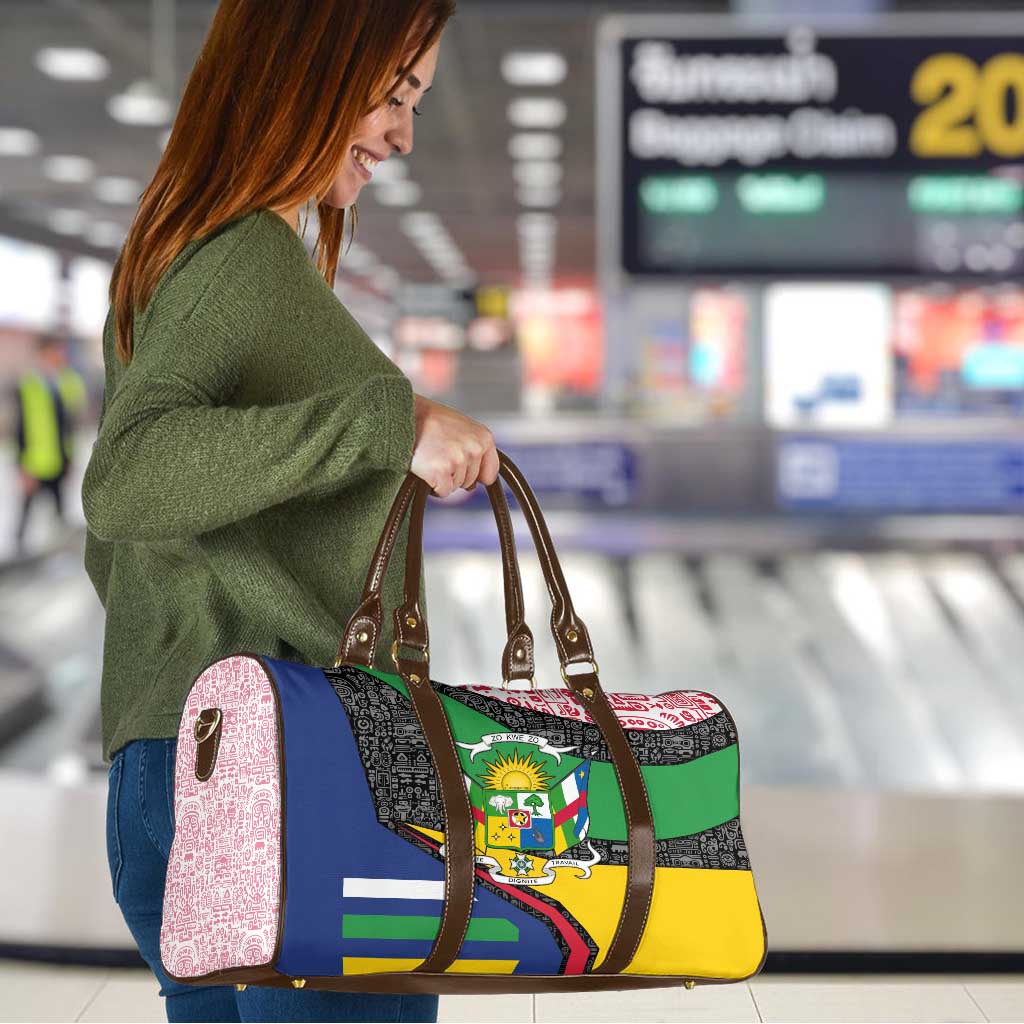 Central African Republic Travel Bag with Multicolor Tribal Design and National Emblem - Wonder Print Shop