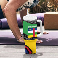 Central African Republic Tumbler With Handle with Multicolor Tribal Design and National Emblem - Wonder Print Shop