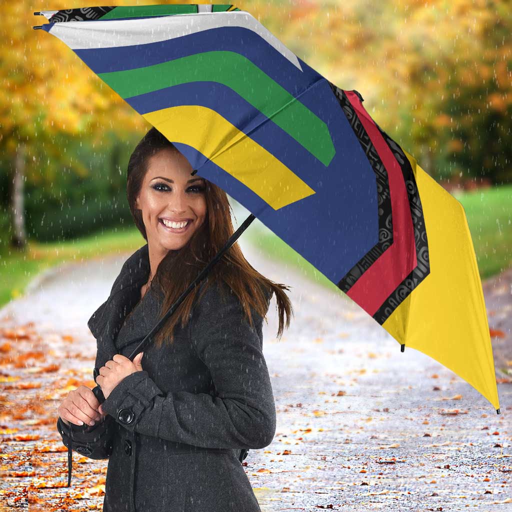 Central African Republic Umbrella with Multicolor Tribal Design and National Emblem - Wonder Print Shop