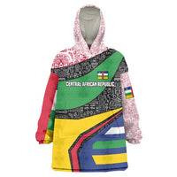 Central African Republic Wearable Blanket Hoodie with Multicolor Tribal Design and National Emblem - Wonder Print Shop
