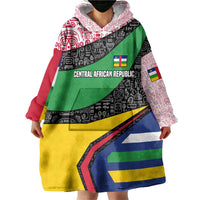 Central African Republic Wearable Blanket Hoodie with Multicolor Tribal Design and National Emblem - Wonder Print Shop