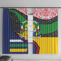 Central African Republic Window Curtain with Multicolor Tribal Design and National Emblem - Wonder Print Shop