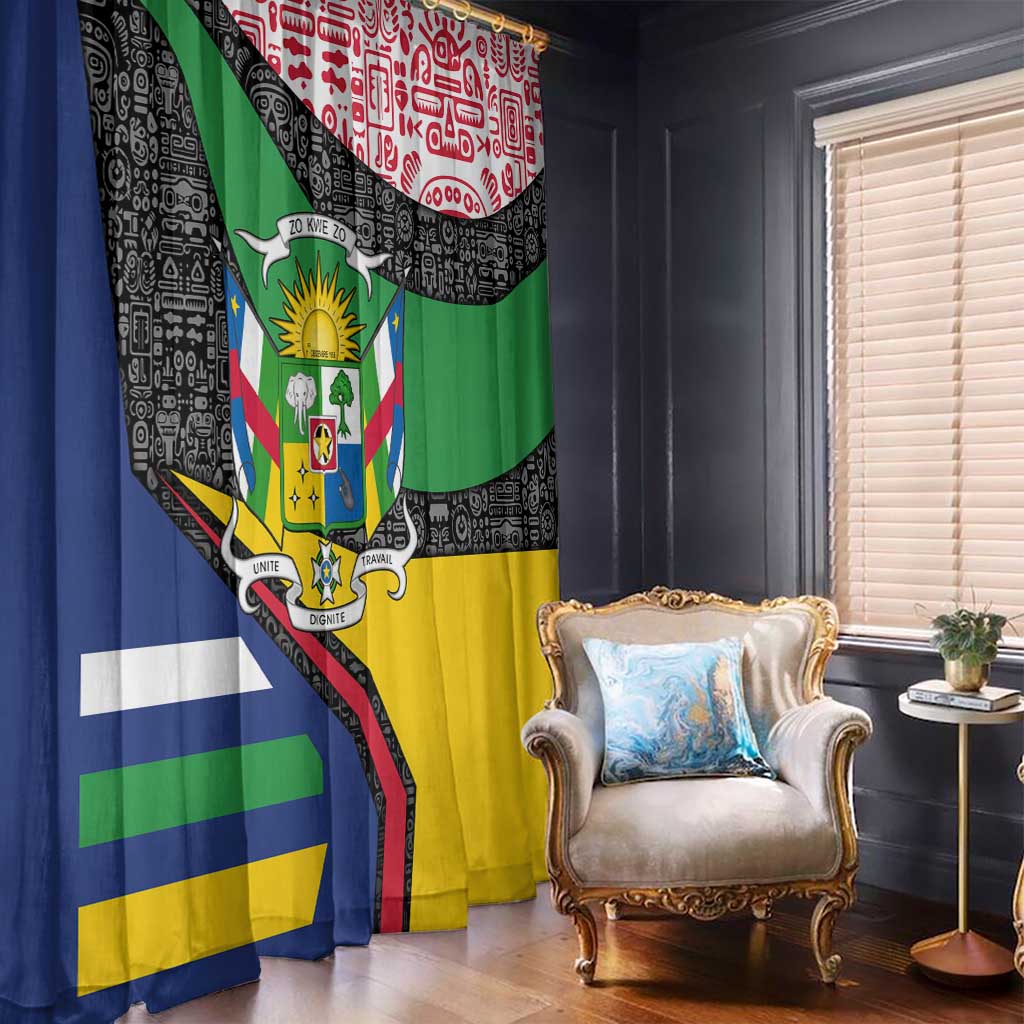 Central African Republic Window Curtain with Multicolor Tribal Design and National Emblem - Wonder Print Shop