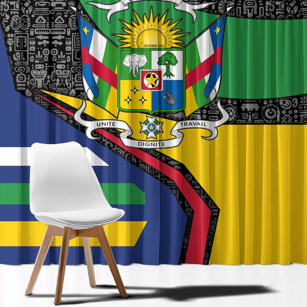 Central African Republic Window Curtain with Multicolor Tribal Design and National Emblem - Wonder Print Shop