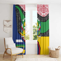 Central African Republic Window Curtain with Multicolor Tribal Design and National Emblem - Wonder Print Shop