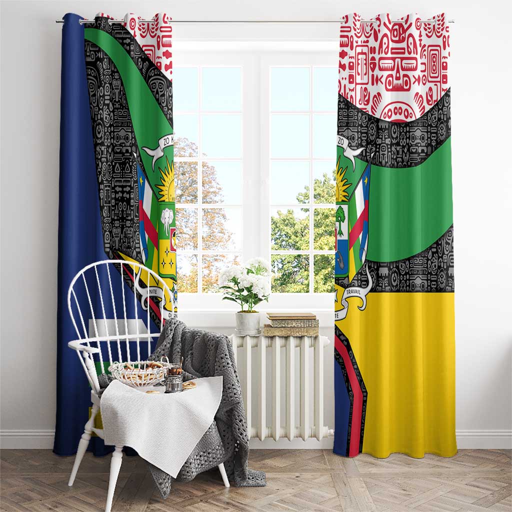 Central African Republic Window Curtain with Multicolor Tribal Design and National Emblem - Wonder Print Shop